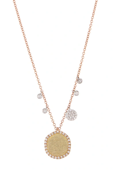 Meira T Tri-tone 14k Gold Scratch Disc Diamond Necklace In Yellow Gold
