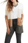 Madewell Kent Colorblock Cardigan In Antique Cream