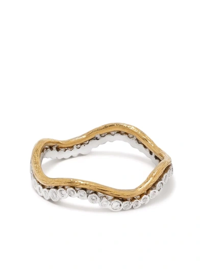 Cathy Waterman 22kt Gold Wave Diamond Ring