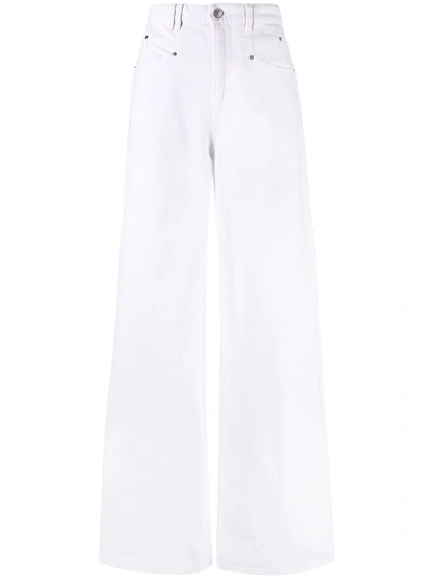 Isabel Marant Wide-leg Cotton Trousers In White
