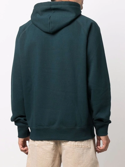 Carhartt Embroidered-logo Pullover Hoodie In Verde
