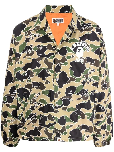 A Bathing Ape Camouflage-print Dropped-shoulder Shell Coach Jacket In Yellow