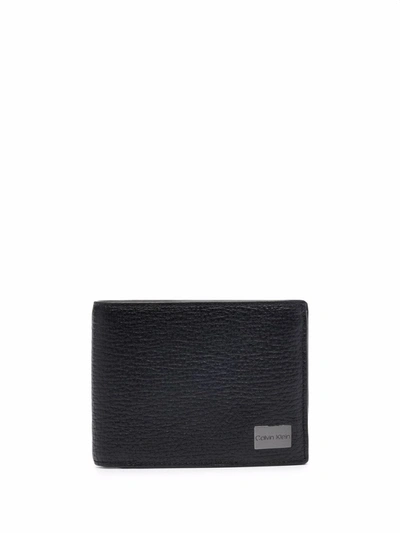 Calvin Klein Logo-plaque Trifold Wallet In Black