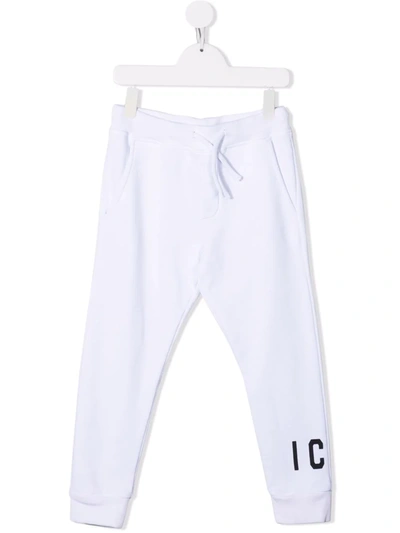 Dsquared2 Kids' Logo-print Cotton Track Trousers In White