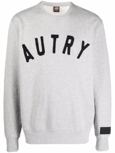 Autry Logo Cotton Sweatshirt In Grey