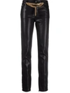 TOM FORD CHAIN-DETAIL LEATHER TROUSERS