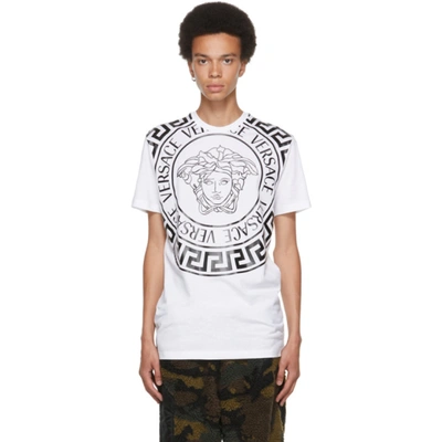 Versace Medusa Printed Cotton Jersey T-shirt In White