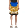 VERSACE BLUE SILK MEDUSA RENAISSANCE SHORTS