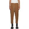 RICK OWENS TAN WOOL CROPPED DRAWSTRING ASTAIRES TROUSERS