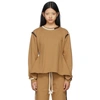 Jw Anderson Asymmetric Embroidered Cotton-jersey Sweatshirt In Tobacco