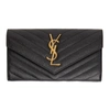 Saint Laurent Black Monogram Grain De Poudre Large Wallet In Nero