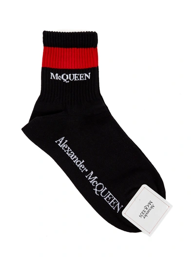 Alexander Mcqueen Stripe Socks In Black