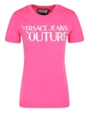 Versace Jeans Couture Tshirt With Laminated Logo In Pink