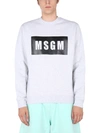 Msgm Logo Print Cotton Sweatshirt In Grigio