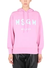 Msgm Logo-print Pullover Hoodie In Rosa