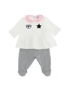 Chiara Ferragni Embroidered Cotton Blouse And Trouser Set In White
