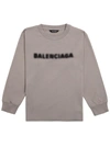 BALENCIAGA LONG-SLEEVED SHIRT IN TAUPE-COLORED COTTON WITH LOGO,556156TKVC58174