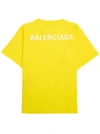 BALENCIAGA YELLOW COTTON T-SHIRT WITH LOGO PRINT,556155TKVC37201