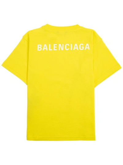 Balenciaga Kids' Yellow Cotton T-shirt With Logo Print