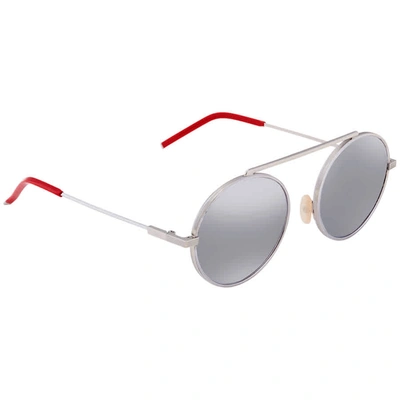 Fendi Silver Mirror Round Mens Sunglasses Ffm0025s001054 In Silver Tone