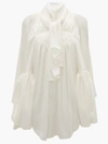 Jw Anderson Gathered Cowl Neck Blouse In White
