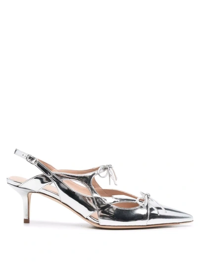 Scarosso X Paula Cademartori Cinderella Leather Pumps In Silver - Laminated Calf