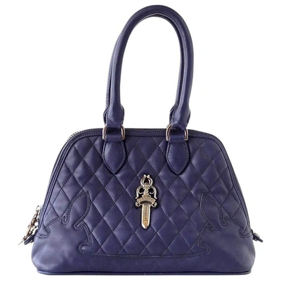 Pre-owned Chrome Hearts Bag Quilted Navy Sterling Silver Hardware Charming In Purple