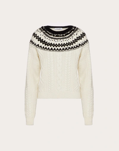 Valentino Foulard Archive Cable-knit Jumper In Ivory