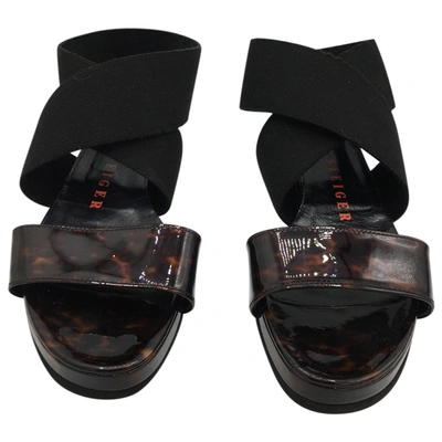 Pre-owned Walter Steiger Patent Leather Mules & Clogs In Black