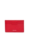 AMIRI ICONIC EMBOSSED LEATHER CARD HOLDER RED