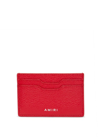 Amiri Iconic Embossed Leather Card Holder Red