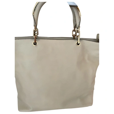 Pre-owned Max Mara Whitney Leather Tote In Beige
