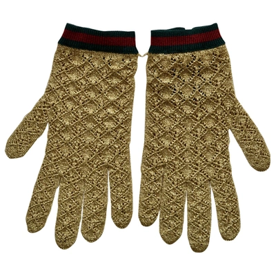 Pre-owned Gucci Gloves In Gold