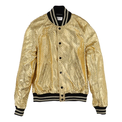 Pre-owned Saint Laurent Leather Jacket In Gold