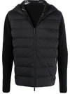 MONCLER BLACK QUILTED WOOL CARDIGAN