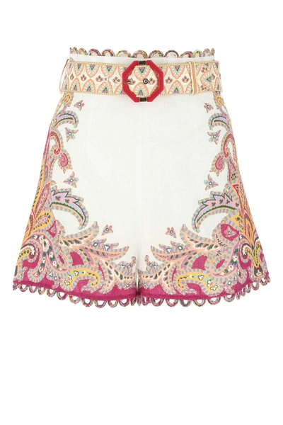 Zimmermann Teddy Paisley Embroidered Shorts In Multicolor