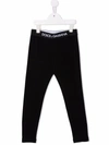 Dolce & Gabbana Logo-waistband Cotton Leggings In Black