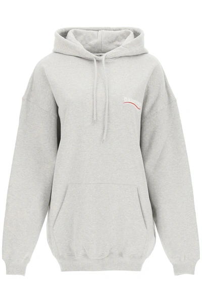Balenciaga Political Campaign Logo Sweatshirt With Hoodie In Grey