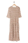 Melloday Smocked 3/4 Sleeve Tiered Maxi Dress In Pristine Floral