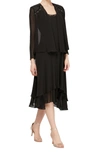Slny Sequin Beaded Jacket & Dress In Blk