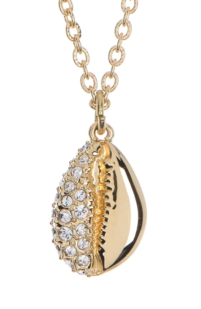 Swarovski Pave Shell Necklace In Gold-plated Crystal Necklace