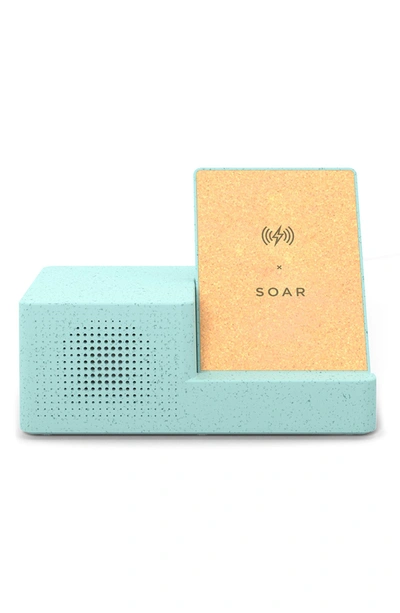 Soar Wheat Fiber Wireless Charging Stand With Bluetooth Speaker In Sage