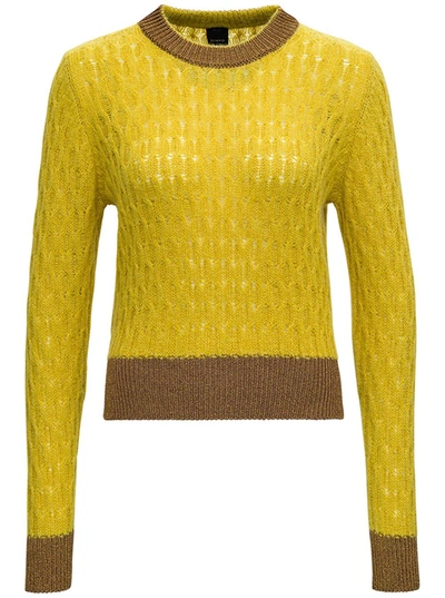 Pinko Crewneck Two Tone Knitted Jumper In Multi