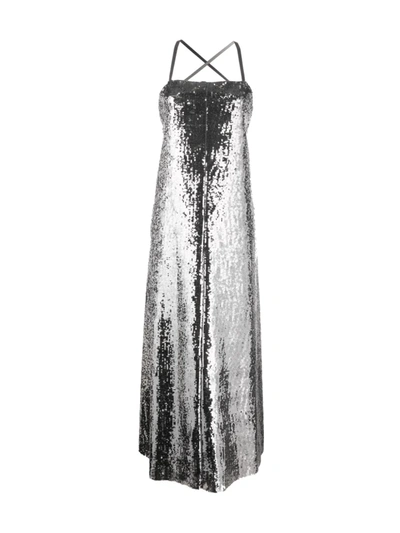 Junya Watanabe Metallic-effect Sequinned Maxi Dress In Silver