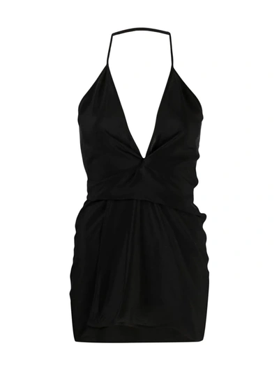 Rick Owens Plunging Neck Wrap Top In Black