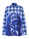 Burberry Sea Maiden Print Check Shirt In Blue