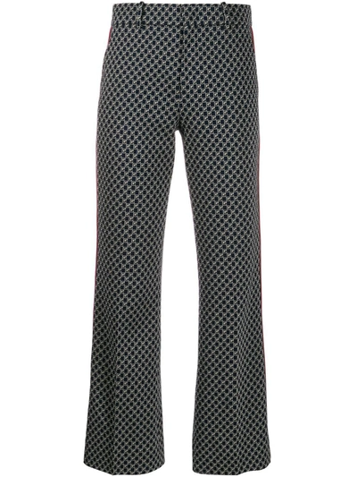 Gucci Gg-print Cropped Flared Trousers In Blue