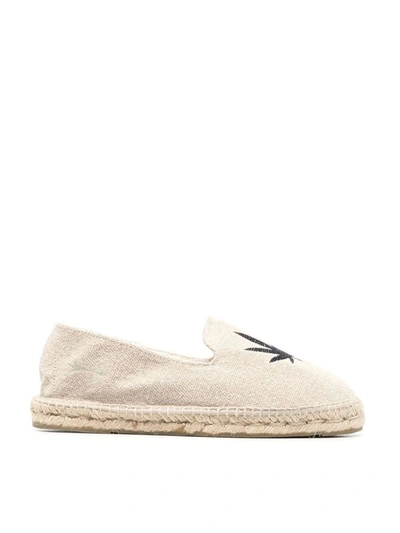 Manebi Leaf-embroidered Flat Espadrilles In Neutrals