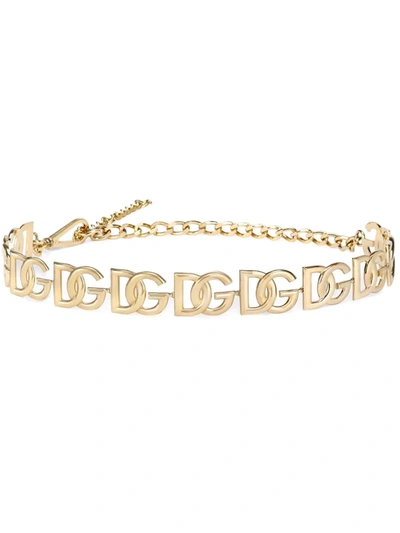 Dolce & Gabbana Dg-logo Chain Belt In Gold