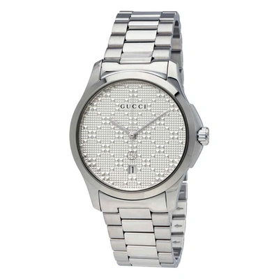 Gucci G-timeless Silver Dial Stainless Steel Unisex Watch Ya126459 In Silver Tone